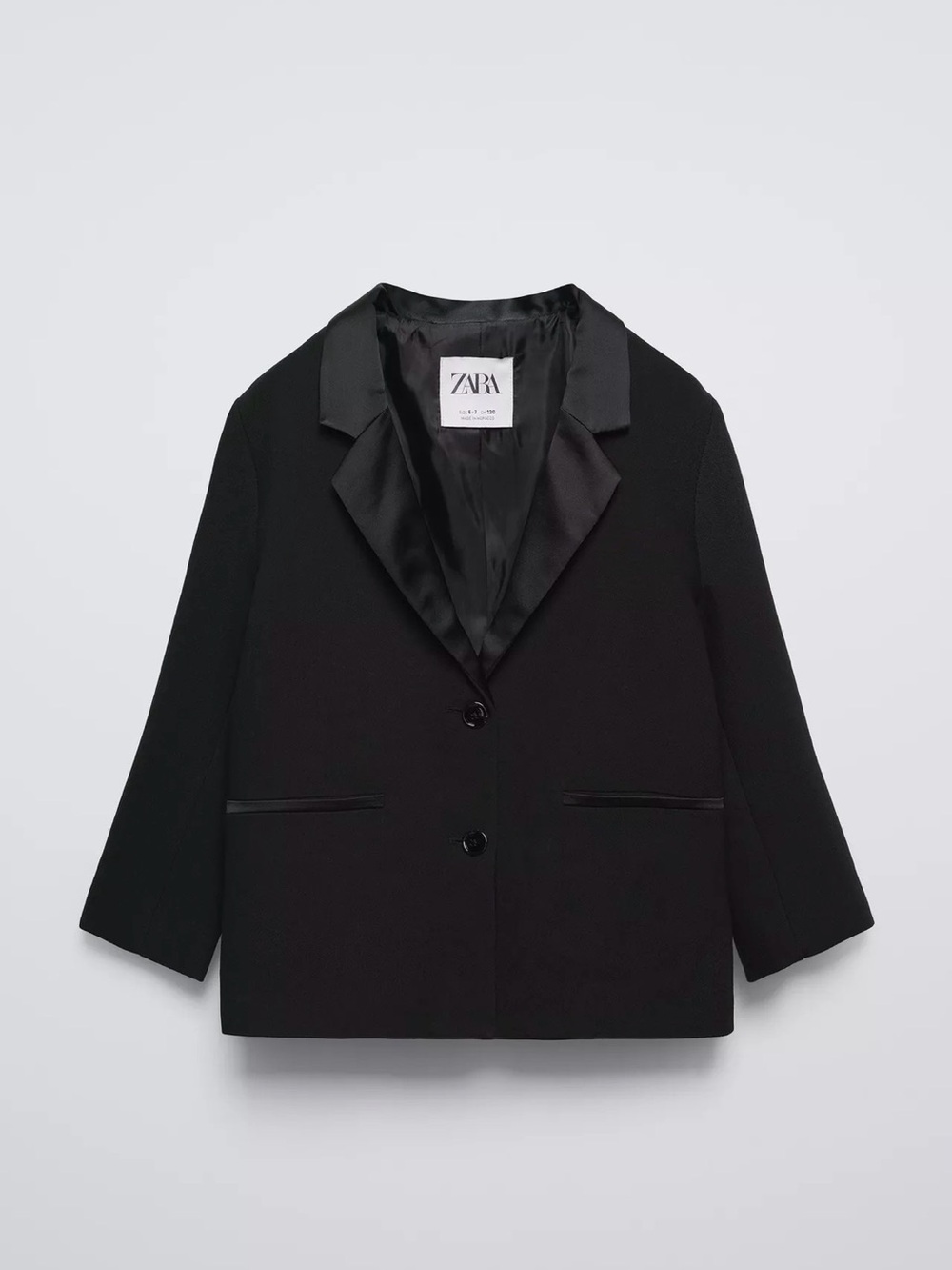 Zara Black Satin-Trim Kids Blazer
